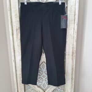 Briggs Women's Comfort Waistband Pull-on Wide Elastic Waist Capri Pants in Black